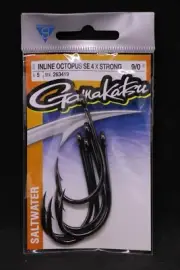 Gamakatsu Octopus Hooks Straight Eye 4X Strong Inline Point - Size 9/0 Pack of 5