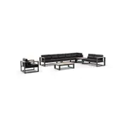 Balmoral Package D Outdoor Aluminium And Teak Lounge Setting With Coffee Table - Black