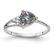 14k White Gold 6mm Fire Topaz VS Diamond ring