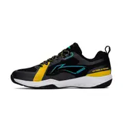 Li-Ning Aero Lite Non-Marking Badminton Shoes - Lightweight & Shock Absorption - Sports Footwear For Unisex - Material: Mesh & TPU Upper - Color: Black/Yellow/Blue - Size: 9UK/10US/44EU