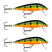 3x Rapala 7cm Countdown Sinking Hardbody Balsa Fishing Lures - Perch