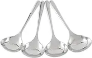 Qeunrtiy Steel Heavy Duty Deep Soup Spoon Large Serving Spoon Ramen Spoon Long Handle Soup Spoon- 6.7Inch (4 Packed)