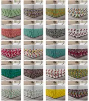 Ambesonne Floral Vintage Bedskirt Elastic Wrap Around Skirt Gathered Design