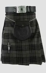 Scottish Men Grey Watch Kilt Set Traditional Highland 8 Yard Tartan Kilt Outfit