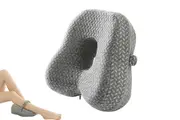 Knee Pillow for Side Sleepers Memory Foam Hollow Design Leg Pillow with Elastic Strap-Grey