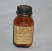 Vintage SQUIBB Saccharin Soluble Effervescent Tablets 3" Roche Bottle w/Pills