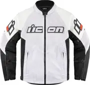 Icon Mesh AF Motorcycle Leather Jacket, white, Size 2XL for Men