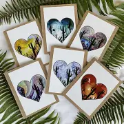 Set Of 6 Desert Cactus Silhouette Greeting Cards Art Prints