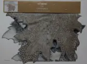 Fall Light Silver Gray Sequins Leaf 13 x 36 in Table Runner NWT