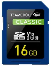 Team Classic SD Memory Card -16 GB UHS (Ultra) Speed Class 1(U1). Supports Video Speed Class 10(V10).