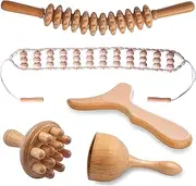Lianjindun Wooden Massage Tools Kit, Lymphatic Drainage Massager, Gua Sha Tools, Massage Roller for Body Shaping, Anti Cellulite (5pcs)