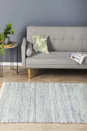Rug Culture Blue Handmade Wool Scandi Flatwoven Rug