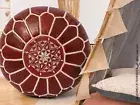 Leather Ottoman Moroccan Boho Pouf Handmade Pouffe Wonderful Unstuffed