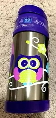 THERMOS FUNTAINER 12 oz Stainless Steel Vacuum Insulated Kids Straw Bottle - Owl