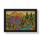 Framed Horizontal Poster Psychedelic Hiking Trail Map Art