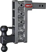 GEN-Y Hitch Adjustable Trailer Hitch (Fits 2" Receiver) - 10" Drop, 16000 lbs Towing, 2000 lbs Tongue Weight, Includes Dual Ball Mount Attachment (2 5/16" & 2"), Pintle Lock, 2 Stainless Steel Pins