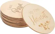 SHOWERORO 12pcs Wooden Milestone Photo Cards Baby Growth Journey Smooth Surface Milestone Markers for Monthly