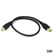 1.5FT USB Type A Male to B Male Printer Scanner Data Sync Cable Cord Gold Plated