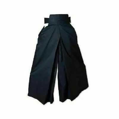 Kendo Hakama Uniform Japanese Martial Arts Aikido Training Gear - Black 7.5 oz