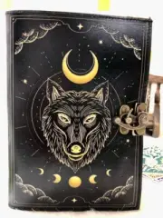 Leather Journal Deckle Edge Paper Grimoire Printed Journal gifts
