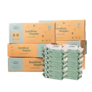 Cuddlies Bamboo Eco Nappies 9-14kg Toddler Size 4 Large Bundle 216 Pack & Water Wipes 12 Pack