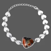 Heart - Tabu Jasper 925 Sterling Silver Bracelet Valentine Gift Jewelry B-1044