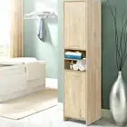 185cm Bathroom Cabinet Tallboy Furniture Toilet Storage Laundry Cupboard Oak NEW