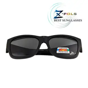 【Z-POLS】新一代包覆式多功能可折疊收納設計 抗UV400頂級Polarized寶麗來偏光太陽眼鏡套鏡(消光黑款)