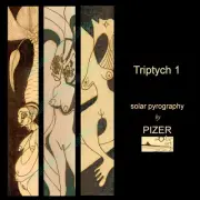 STUNNING SOLAR ART PYROGRAPHY ~ Triptych ~ LARGE 17"W x 31"H HIGH RES PRINT