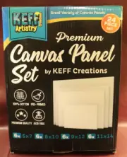 KEFF Canvases for Painting - 24 Pack Blank Canvas Panels Set Boards for Acrylic