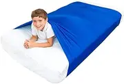 Sensory Compression Blanket Sensory Bed Sheet Compression Alternative to Heavy Weighted Blankets - Help Kids Ages 5+ Increase Calm and Comfort (Single Bed, Blue)