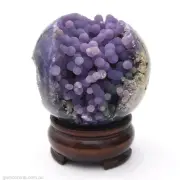 Sphere 68mm Grape Agate 335g Gemstone Crystal Ball Natural Mineral Inc Stand
