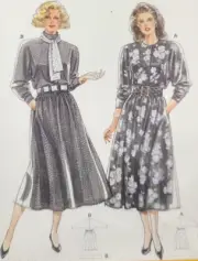 EASY Vtg UC Burda 5280 Sew Pattern Dolman Sleeve Midi Button Dress Pockets 12-22