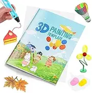 Dayker 3D Printing Drawing Book, 40 Original Patterns Painting Graffiti Template, Reusable 3D Pen Thick Paper Stencils with a PVC Copy Board for Christmas Thanksgiving Birthday DIY Gift