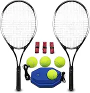 Magicorange Tennis Rackets for Adults 2 Players Recreational Tennis Racquet Set for Beginners and Professional with 4 Tennis Balls, 3 Overgrips, 1 Tennis Bag