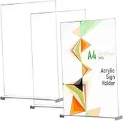 Cabilock 3Pcs Table Sign Holders Clear Brochure Display Stands for Menus Stable Versatile Use for Restaurants Offices Exhibitions