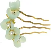 1pc Hairpin hairbun stick decorative hair sticks jade flower hair stick chinese hair chopsticks tassel hair sticks chinese chopsticks Hanfu headdress natural jade Miss Asia manual (Green, One size)