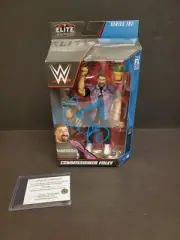 SIGNED WWE Commissioner Foley Elite Mick Foley Figure w COA Mattel b