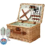 Wicker Picnic Basket for 2, Handmade Willow Hamper Basket Sets 2 Person Picni