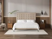 My Style Buttoned Headboard & Slimline Base - King / Natural / Slimline Base