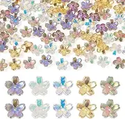 Cheriswelry 100Pcs Flower Bead Caps 5-Petal Glass Floral Bead End Caps Colorful Flower Loose Spacer 10-11mm for Bracelet Earring Necklace Jewelry Making DIY Crafts