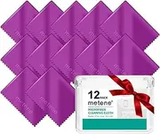 Metene 12 Pack Microfiber Cleaning Cloth (6 "x7"), Individually Wrapped and Equipped with a Storage Box | Microfiber Cloth for Glasses, Screens, Camera Lens and More(Purple)
