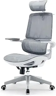 [SIHOO] M59AS-M101 Ergonomic Office Chair, Breathable Mesh Desk Chair with Dual Back Design, Clothes Rack and Flip-up Arms, Swivel Task Chair, Adjustable Height Gaming Chair(Grey)