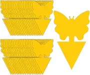 Fruit Fly Sticky Traps (40-Pack) - Ready-to-Use Plant Traps for Fruit Flies, Moths, Gnats, Aphids, and Flying Insects - Yellow Sticky Bug Trap with Adhesive - Indoor/Outdoor Fly Trap (Butterfly)