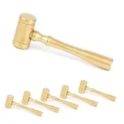 , 6 Pack Gold Mini Wooden Judge Gavel Prop Lawyer Auction Sale Costume