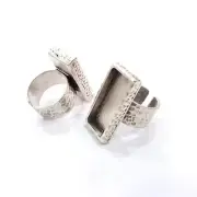 Hammered Ring Blank Setting Base Bezel inlay Backs Cabochon Adjustable