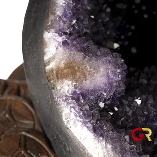 【正佳珠寶】紫水晶 頂級5A 紫水晶洞 11.7kg 原礦紫水晶 紫水晶擺件｜黑檀木座