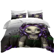 Gothling Cute Purple Goth Elf Girl in Eerie Swamp Quilt Cover