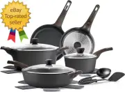Pots and Pans Set Non Stick, Non Toxic Healthy Induction Cookware Sets, 14 Pcs N