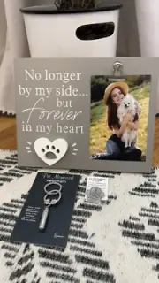 PET MEMORIAL NO LONGER BY MY SIDE BUT FOREVER IN MY HEART FRAME CHARM KEYCHAIN